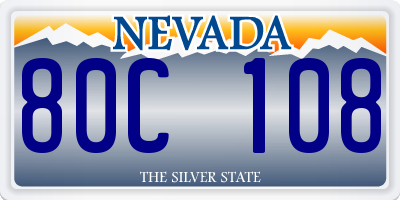 NV license plate 80C108