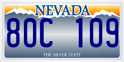 NV license plate 80C109