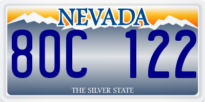 NV license plate 80C122