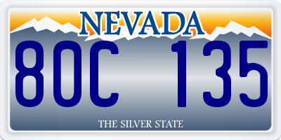 NV license plate 80C135