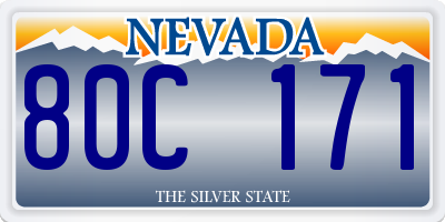 NV license plate 80C171