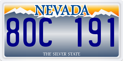 NV license plate 80C191
