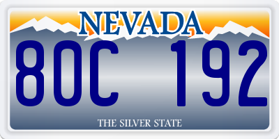NV license plate 80C192
