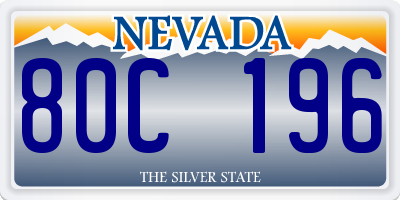 NV license plate 80C196
