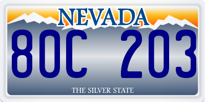 NV license plate 80C203