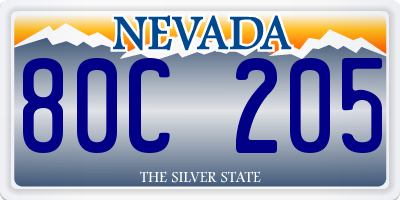 NV license plate 80C205