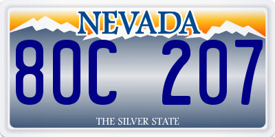 NV license plate 80C207