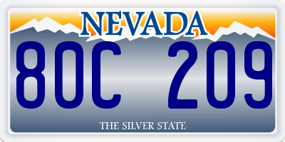NV license plate 80C209