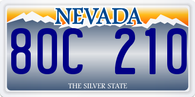 NV license plate 80C210