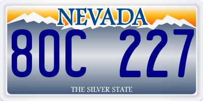 NV license plate 80C227