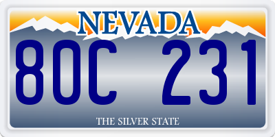 NV license plate 80C231