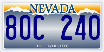 NV license plate 80C240