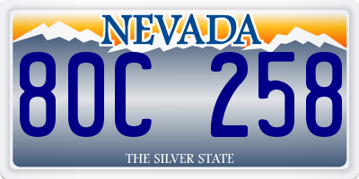 NV license plate 80C258