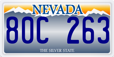 NV license plate 80C263