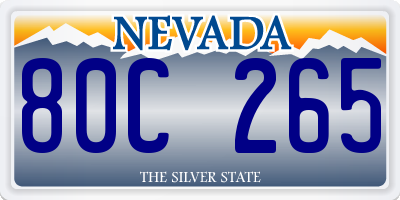 NV license plate 80C265