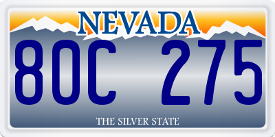 NV license plate 80C275