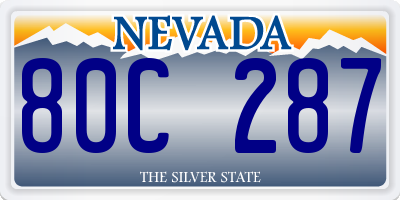 NV license plate 80C287