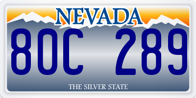 NV license plate 80C289