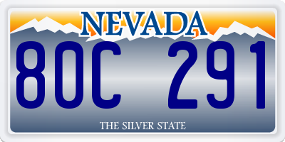 NV license plate 80C291