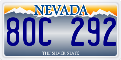 NV license plate 80C292