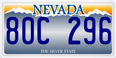 NV license plate 80C296