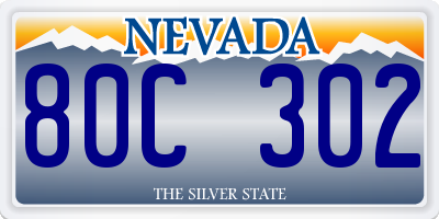 NV license plate 80C302