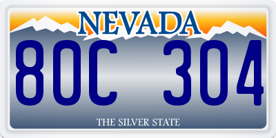 NV license plate 80C304