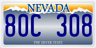 NV license plate 80C308