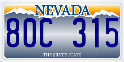 NV license plate 80C315