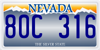 NV license plate 80C316