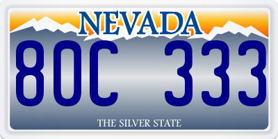 NV license plate 80C333