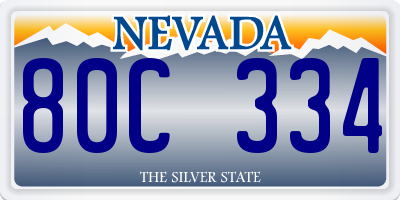 NV license plate 80C334