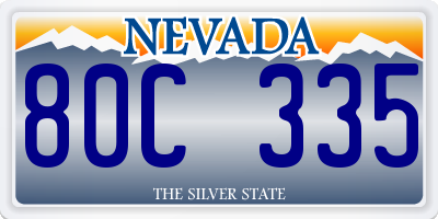 NV license plate 80C335