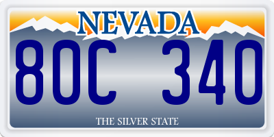 NV license plate 80C340