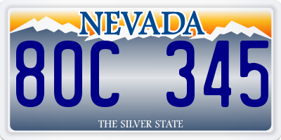 NV license plate 80C345