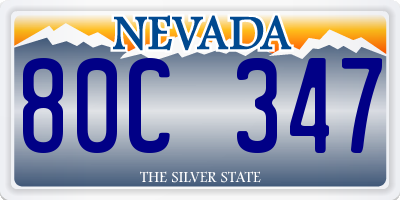 NV license plate 80C347