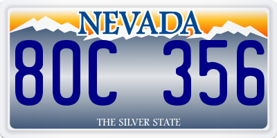 NV license plate 80C356