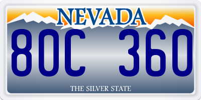 NV license plate 80C360