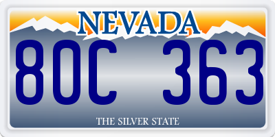 NV license plate 80C363