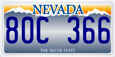 NV license plate 80C366