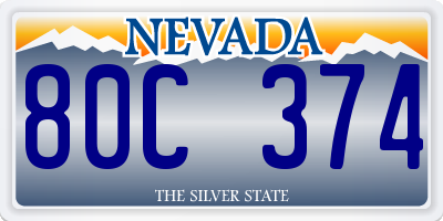 NV license plate 80C374