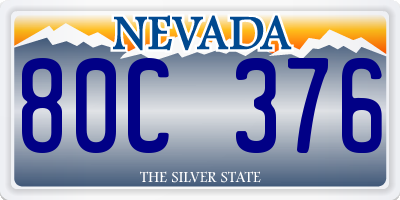 NV license plate 80C376