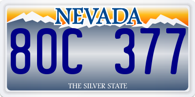 NV license plate 80C377