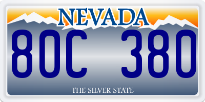 NV license plate 80C380