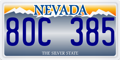 NV license plate 80C385