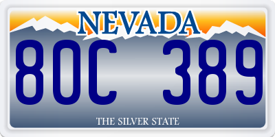 NV license plate 80C389