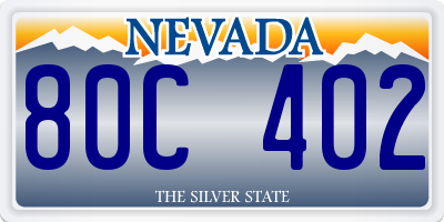 NV license plate 80C402