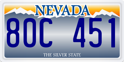 NV license plate 80C451