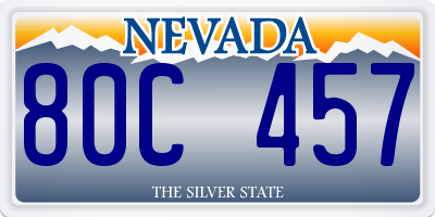 NV license plate 80C457