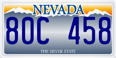 NV license plate 80C458